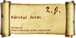 Károlyi Jolán névjegykártya