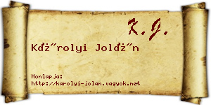 Károlyi Jolán névjegykártya