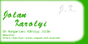 jolan karolyi business card